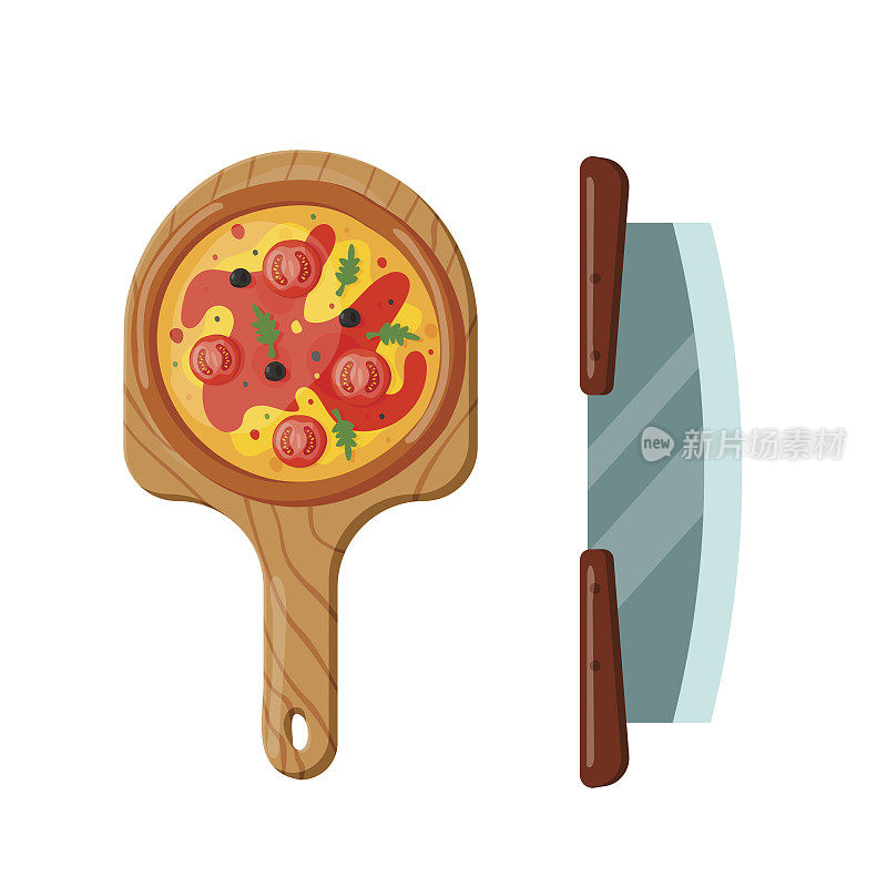 意大利厨师比萨饼图标矢量插图