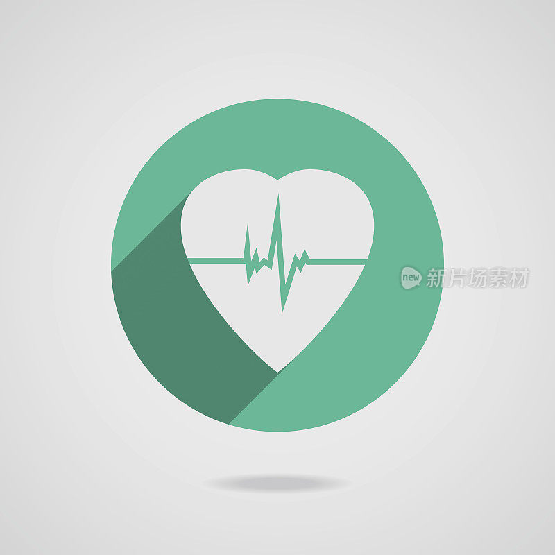 除颤器心脏图标孤立在蓝绿色背景。向量