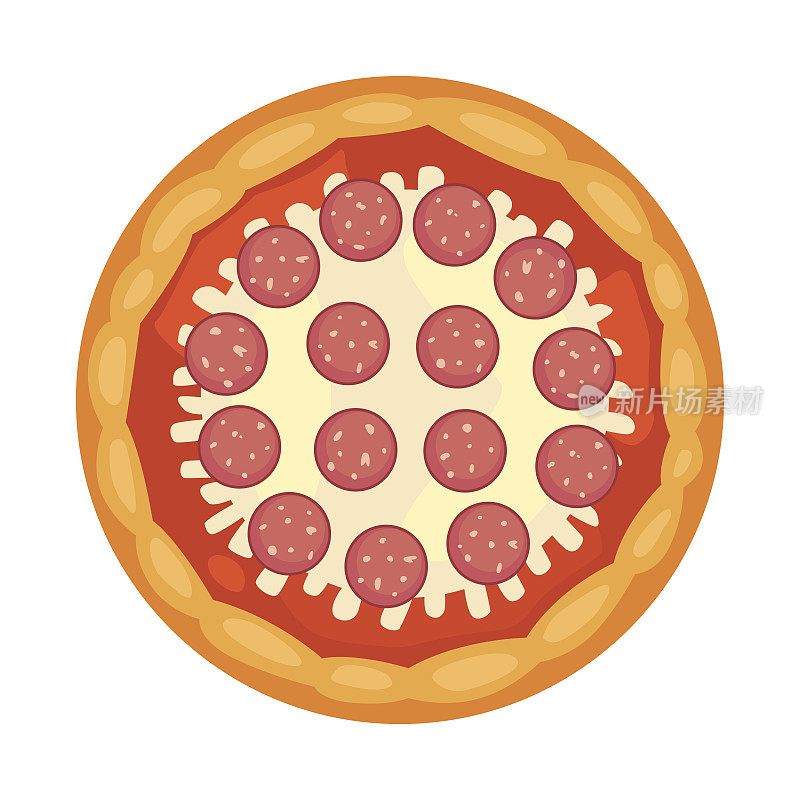 切成薄片的意大利辣香肠是一种很受欢迎的比萨饼。意大利厨师和披萨外卖。