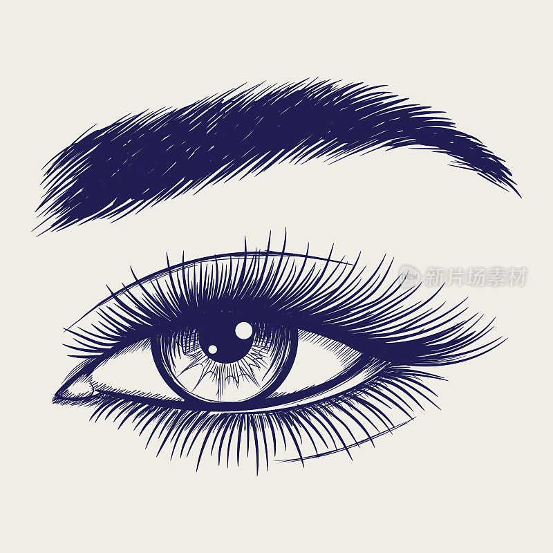 用笔勾勒美丽女性的眼睛