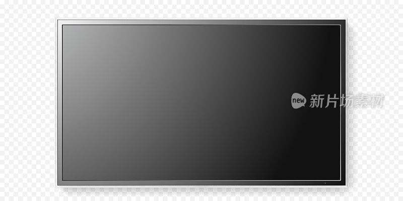液晶电视屏幕隔离透明背景矢量平面黑色电视面板玻璃
