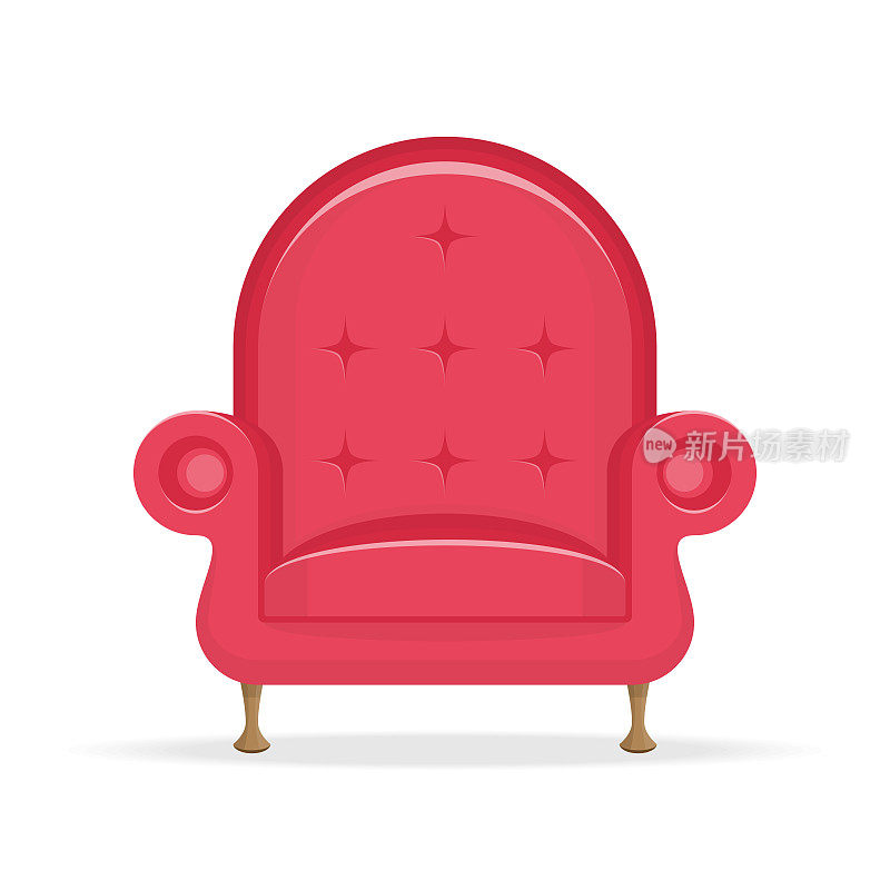 红色的沙发上。