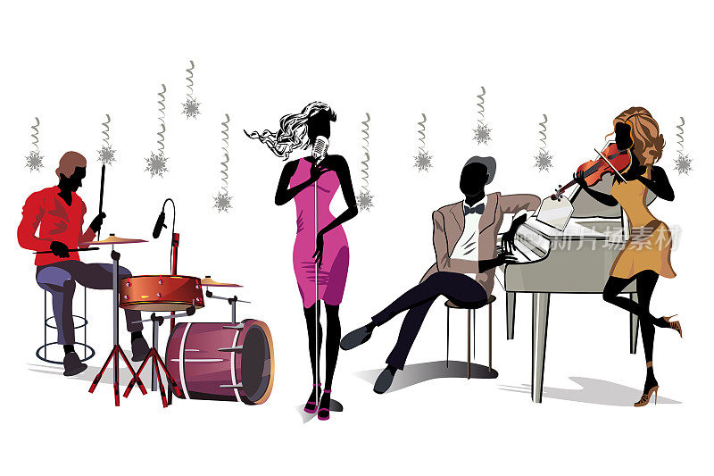 音乐家和舞者的音乐背景系列。