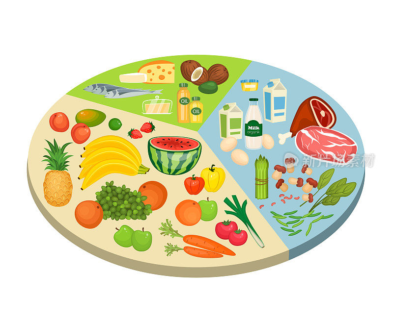 平面设计中的食物圆图矢量概念