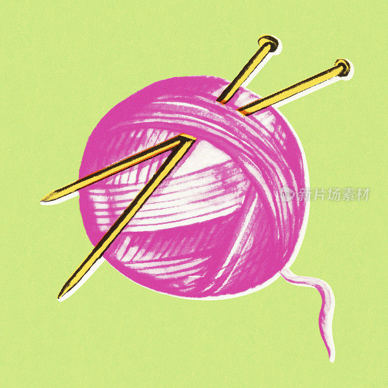 纱线和针织针的球