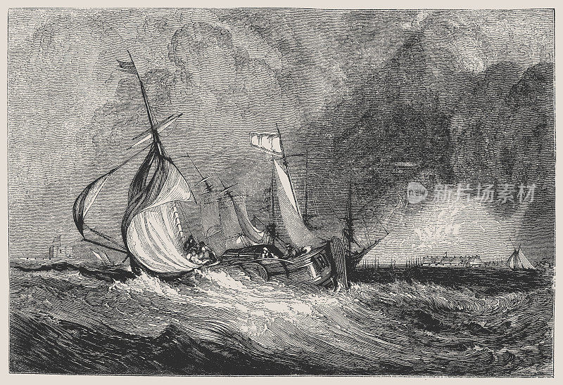 亨伯河口(约1825年)，作者j·m·w·特纳，