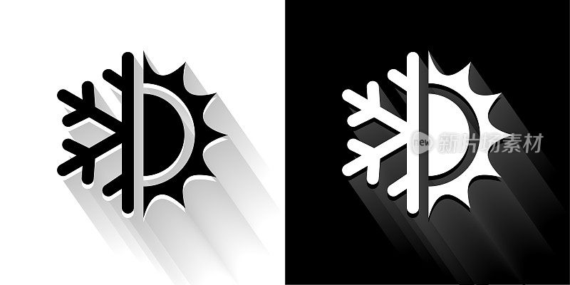 冷热黑白图标与长影子