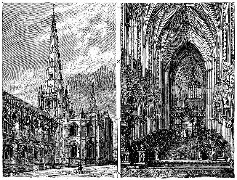 利奇菲尔德大教堂，英国，19世纪