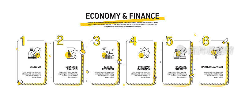 经济和金融概念信息图模板，元素和图标。简单的矢量信息图设计
