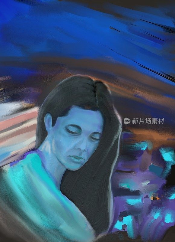 一个年轻女子的风景肖像