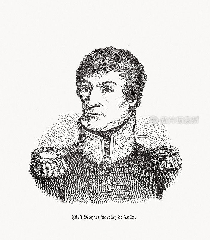 迈克尔・巴克利・德・托利王子(1761-1818)，俄国将军，木刻，1893年