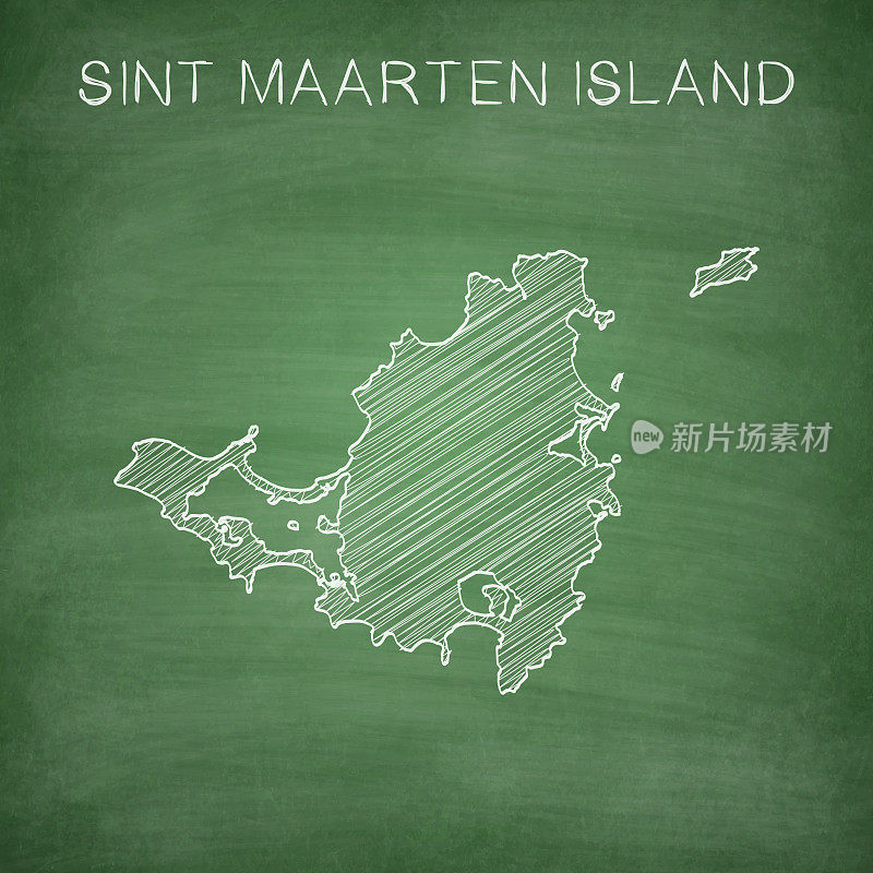 在黑板上画的圣马丁岛地图-黑板