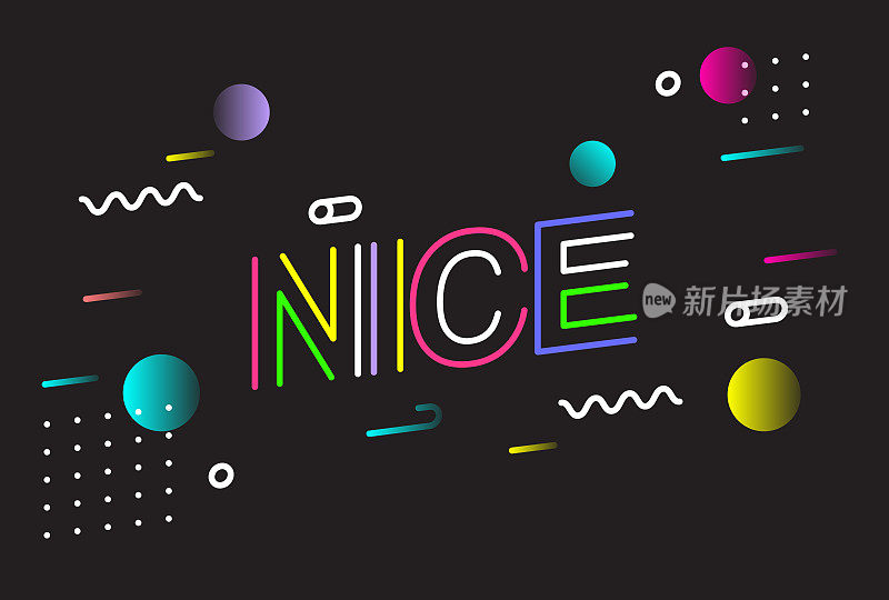 NICE字体创意设计在复古风格矢量插图