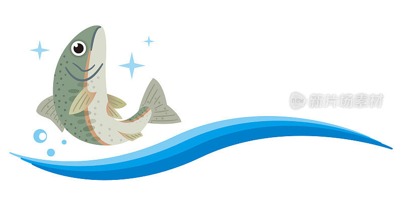 跳虹鳟鱼的简单插图