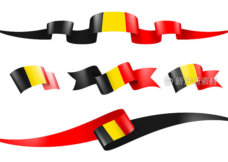 比利时旗丝带设置-矢量股票插图