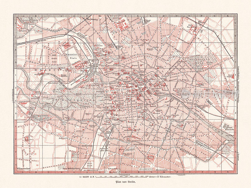 德国柏林历史城市地图，1893年出版