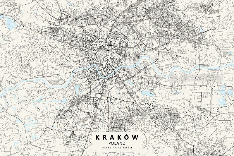 波兰克拉科夫矢量地图