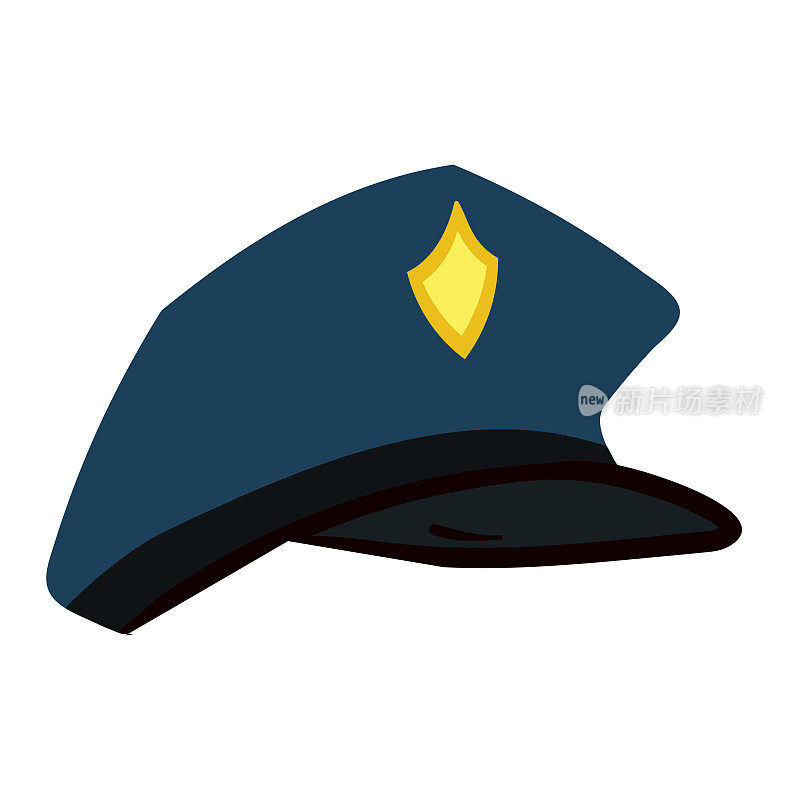 警察帽矢量隔离在白色背景。儿童书籍插图图形。矢量图形警官制服。