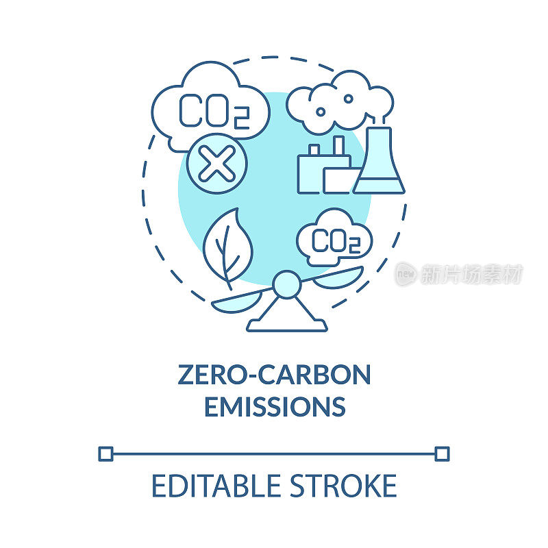 零碳排放蓝色概念图标