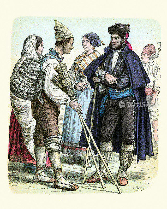 西班牙、巴伦西亚和格拉纳达的传统服装,19世纪的历史时尚