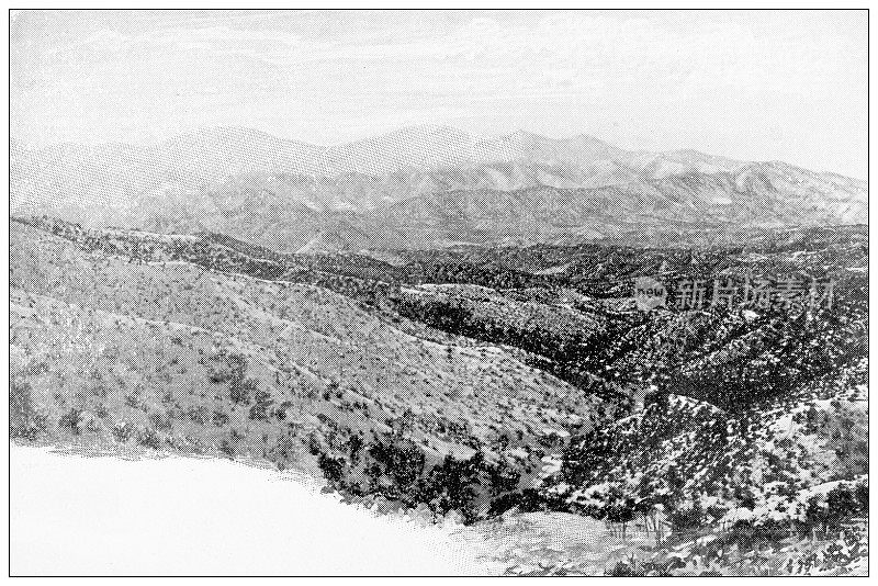 古色古香的加州旅行照片:沙漠的山脉