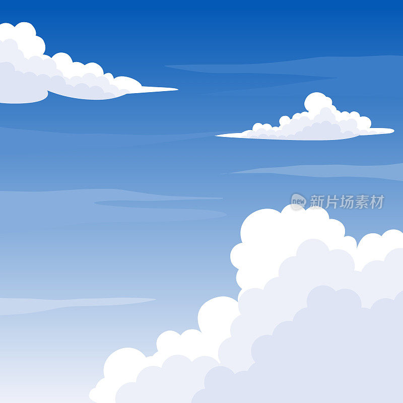 矢量插图，蓝天与白云，作为背景或横幅图像，国际清洁空气蓝天日。
