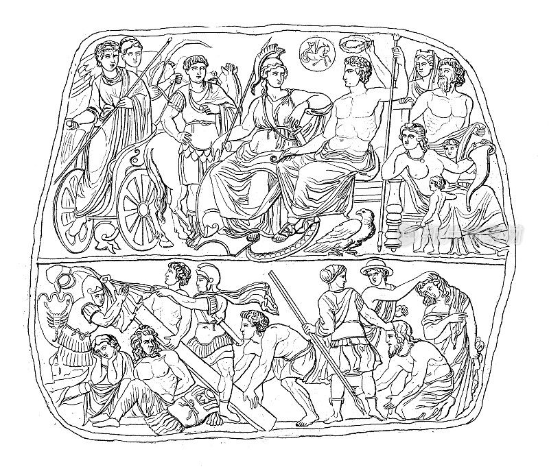 古董插图:罗马艺术，奥古斯都的神化