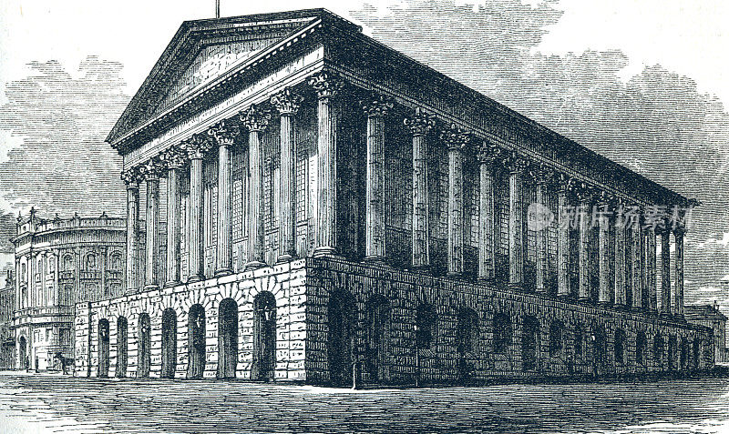 伯明翰市政厅19世纪维多利亚时代的插图