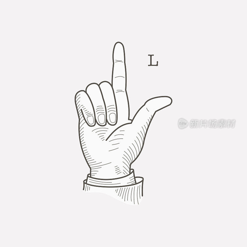 L字母logo中聋哑人的手语字母。
