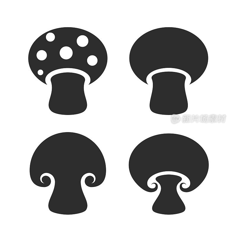 Champignon蘑菇矢量剪影图标