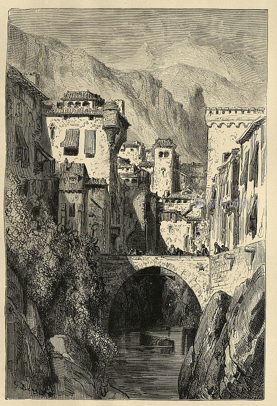 达罗河畔,格拉纳达,西班牙,中世纪小镇,建筑,拱桥,西班牙历史