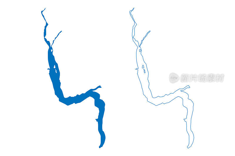 瓦卡蒂普湖(新西兰，大洋洲，南岛)地图矢量插图，涂鸦草图瓦卡蒂普怀毛利地图