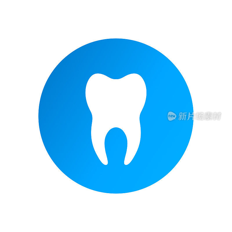 矢量简单的平牙图标蓝色背景-牙医诊所标志