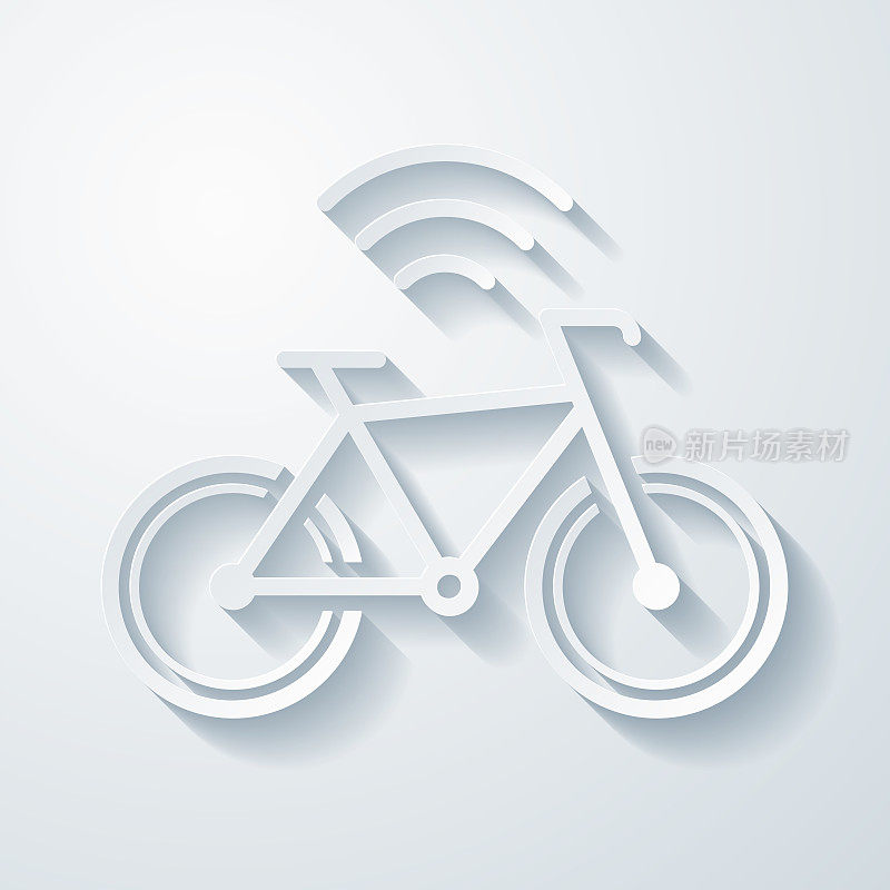 连接的自行车。空白背景上剪纸效果的图标