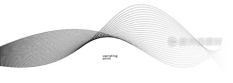 平滑和放松的形状矢量抽象背景与流动的粒子波，曲线线的点在运动，宁静和柔软的图像。