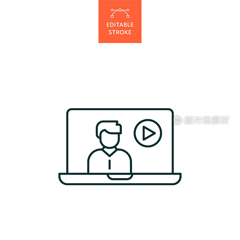 具有可编辑笔画的网络会议线图标。Icon适用于网页设计、移动应用、UI、UX和GUI设计。