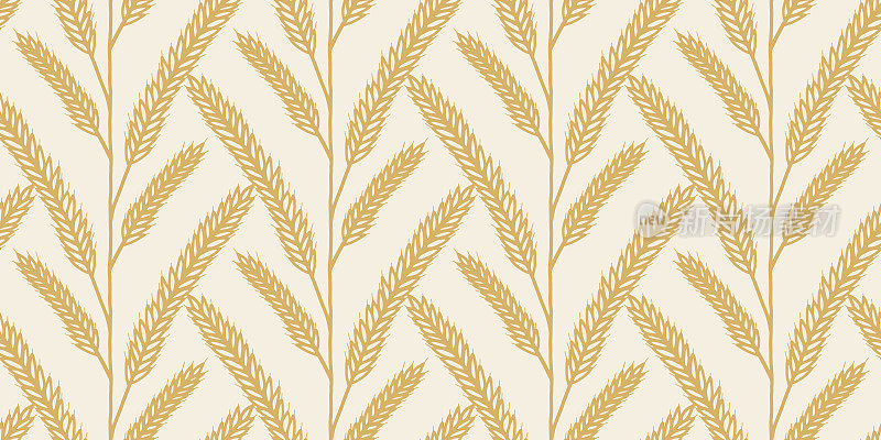 麦粒手绘无缝图案