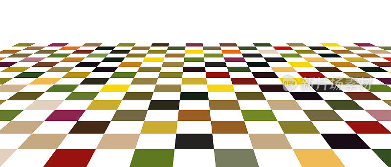 矢量颜色空国际象棋棋盘纹理瓷砖地板透视插图，抽象背景