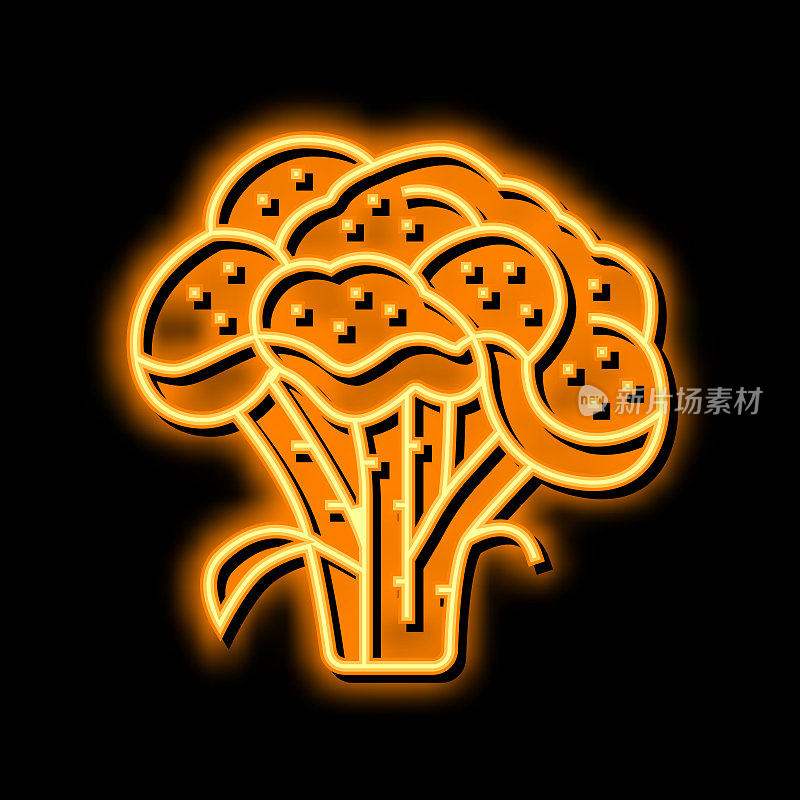 西兰花维生素植物霓虹灯发光图标插图