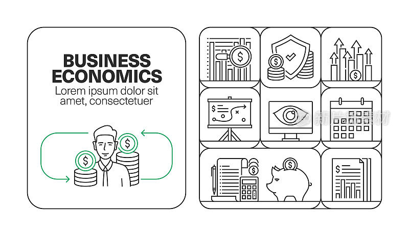 商业经济横幅线图标集设计
