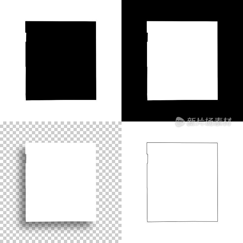 克鲁克县，怀俄明州。设计地图。空白，白色和黑色背景