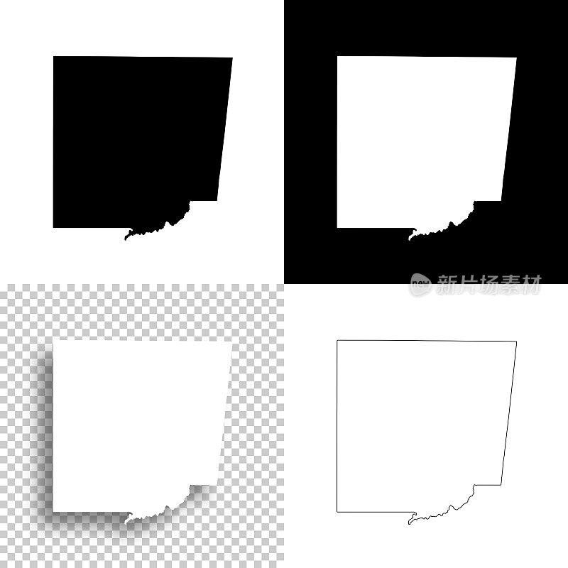 密西西比州门罗县。设计地图。空白，白色和黑色背景