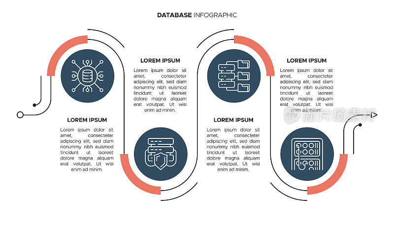 数据库信息图模板-大数据，分析，个人数据，云计算