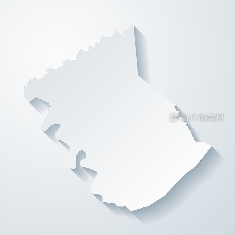 肯塔基州欧文县。地图与剪纸效果的空白背景