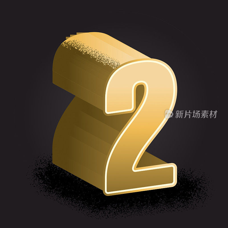 金色3d装饰数字2设计