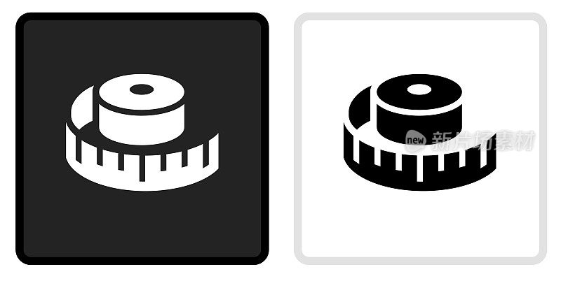 带白色翻转的黑色按钮上的卷尺图标