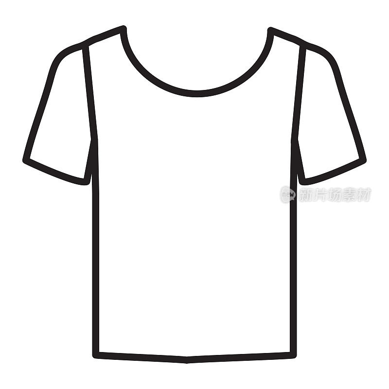 暑假休闲短袖t恤细线图标-可编辑笔画