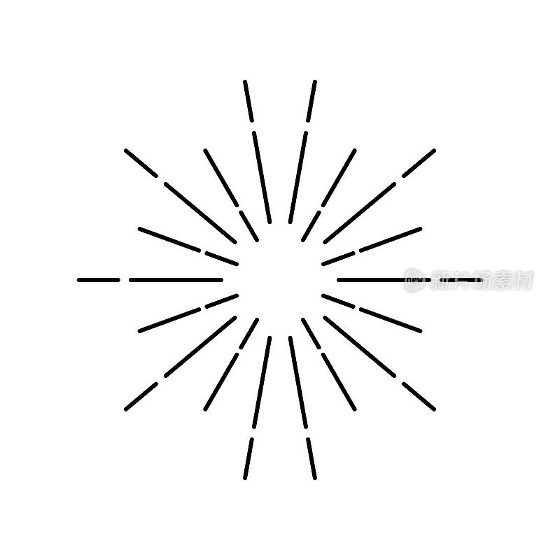 的阳光。阳光图标。破裂的向量。线性风格。太阳射线黑色图标孤立。