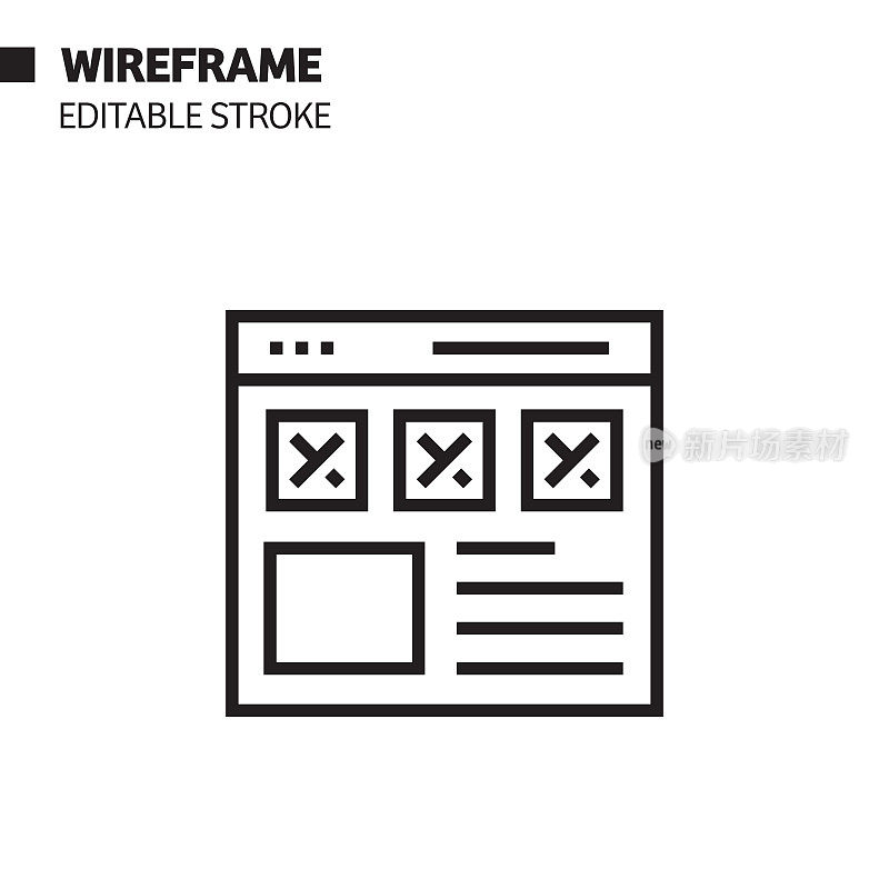 线框线图标，轮廓矢量符号说明。