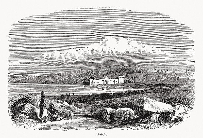 以色列阿什杜德的史观，木版画，1862年出版
